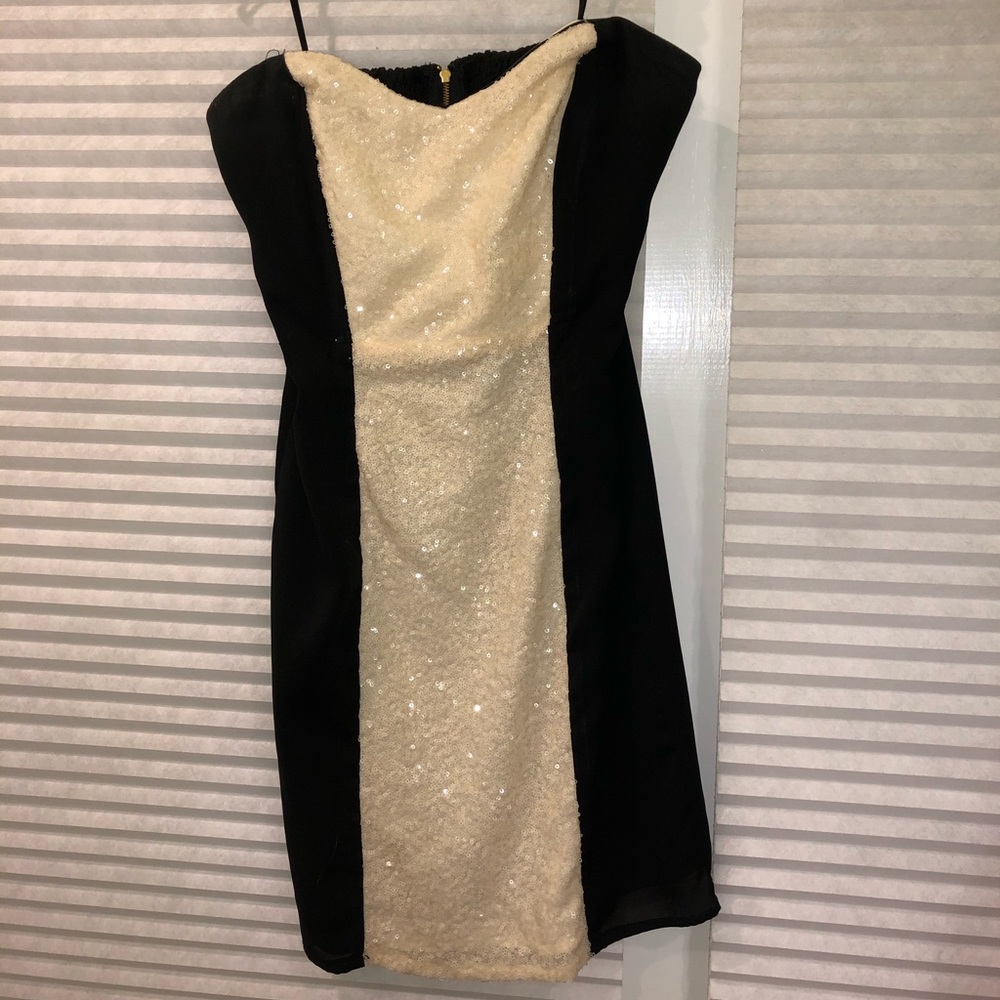 Strapless black and white sparkles dress (xs)